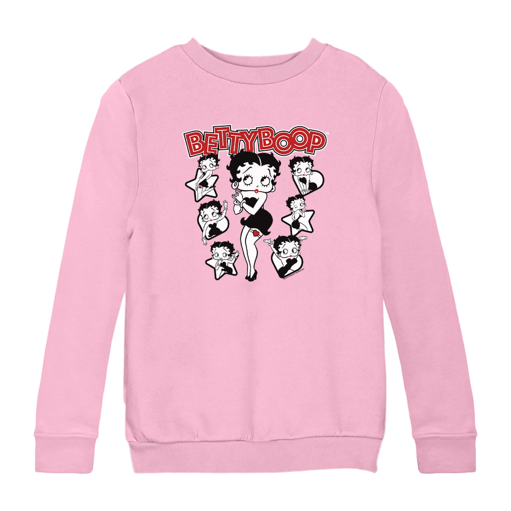 Betty Boop Hearts And Stars Poses Kids Sweatshirt