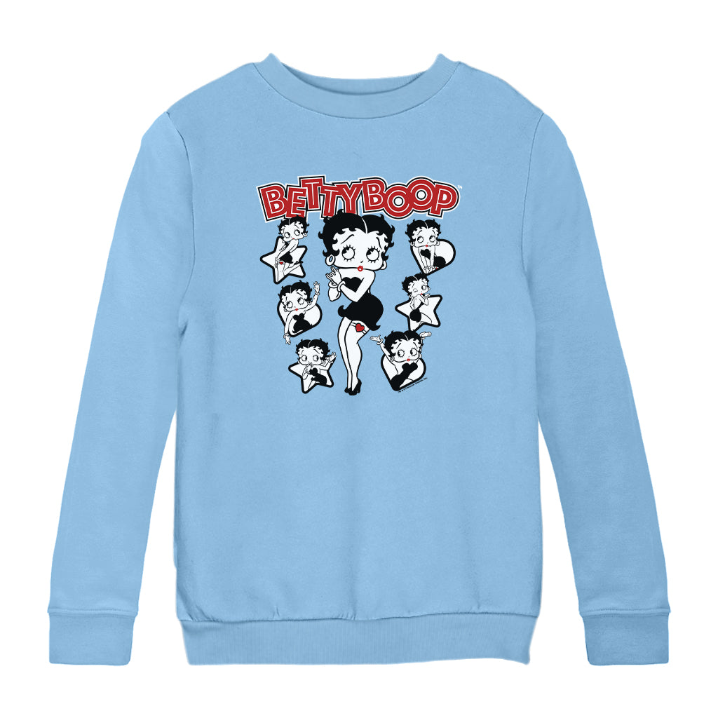 Betty Boop Hearts And Stars Poses Kids Sweatshirt