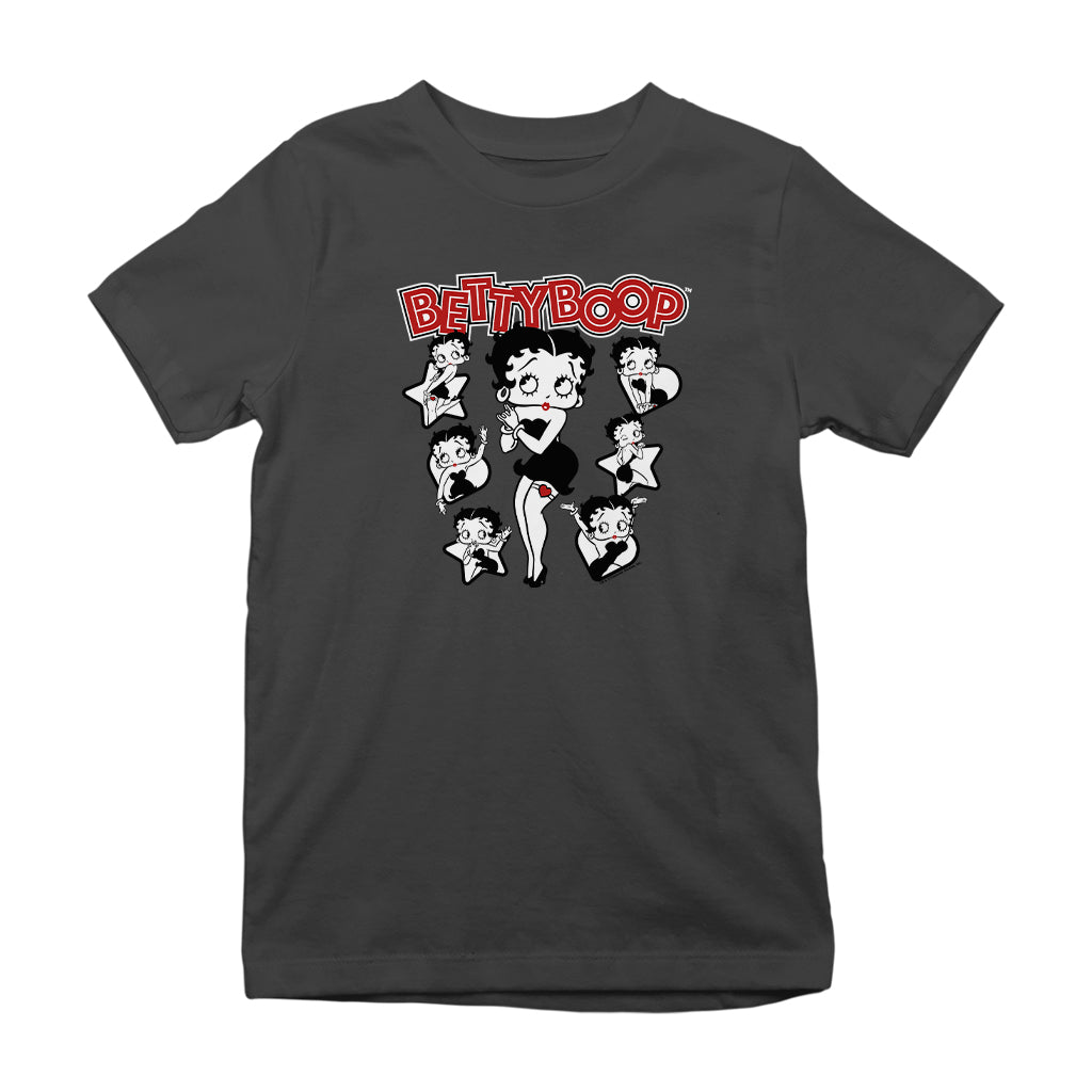 Betty Boop Hearts And Stars Poses Kids T-Shirt
