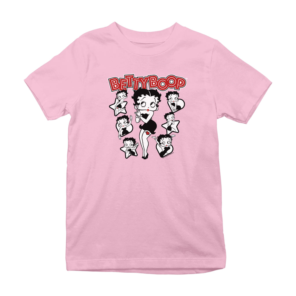Betty Boop Hearts And Stars Poses Kids T-Shirt