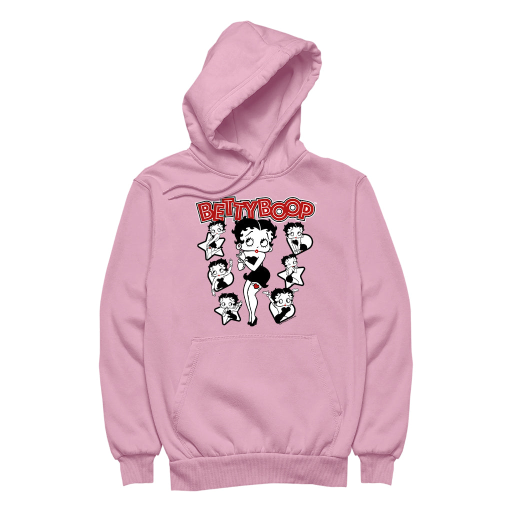 Betty Boop Hearts And Stars Poses Men's Hooded Sweatshirt