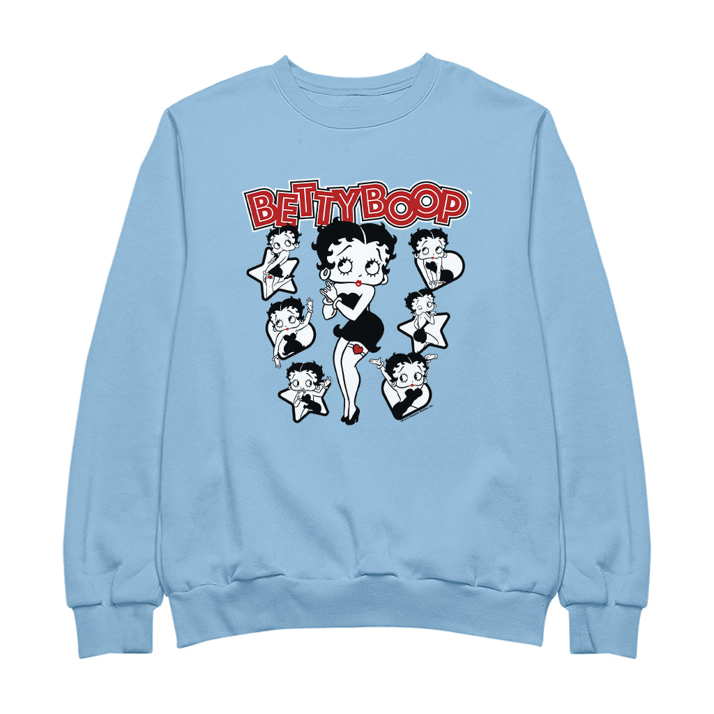 Betty Boop Hearts And Stars Poses Men's Sweatshirt