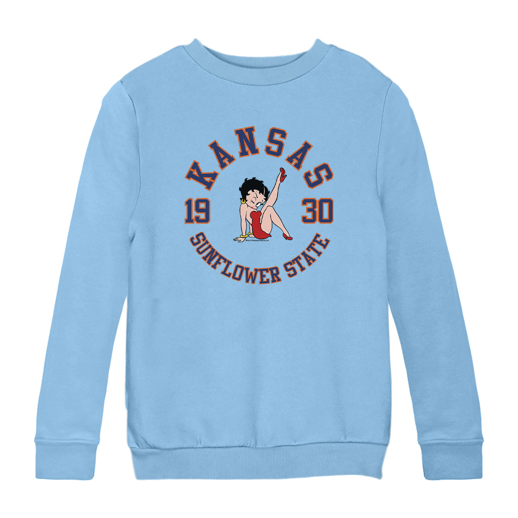 Betty Boop Kansas Sunflower State Kids Sweatshirt