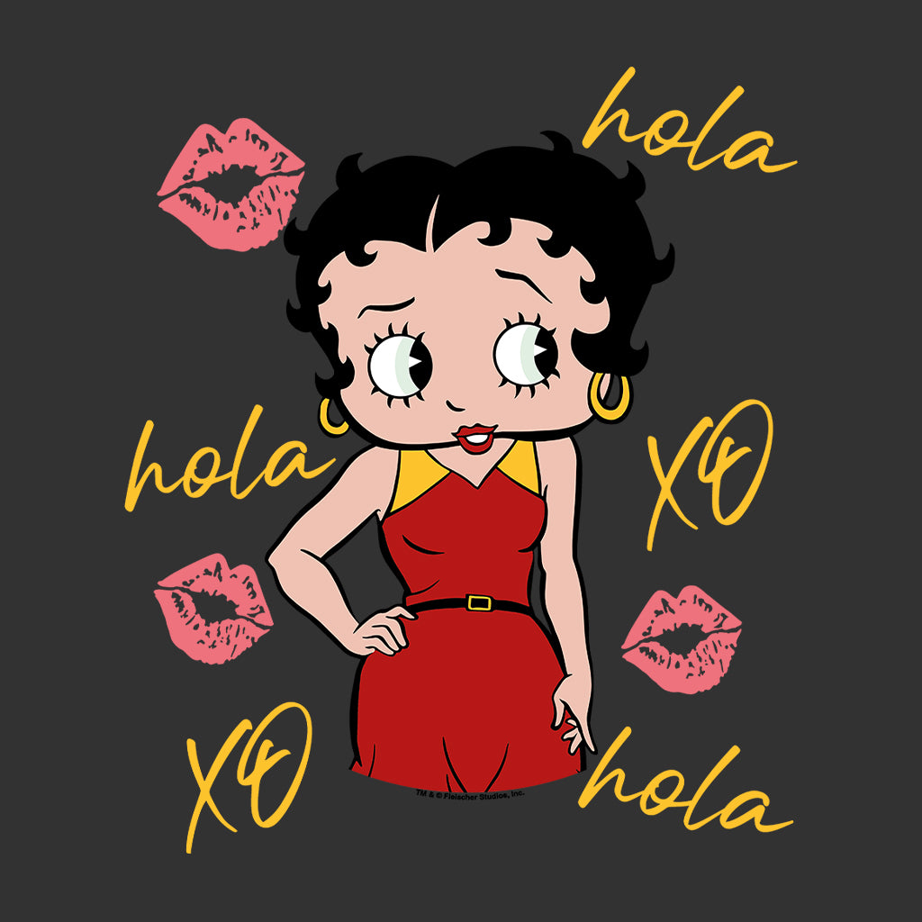 Betty Boop Hola XO Kisses Spain Flag Kids Hooded Sweatshirt
