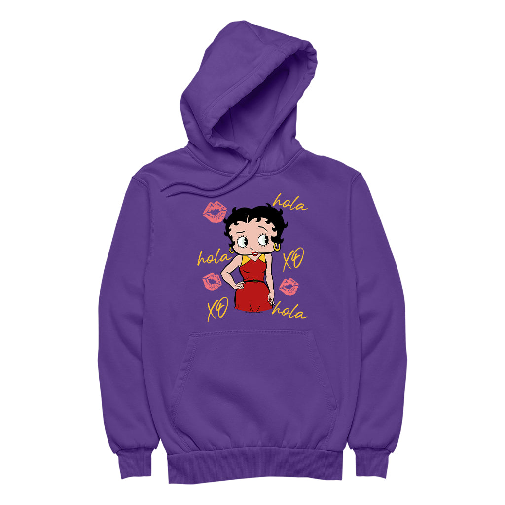 Betty Boop Hola XO Kisses Spain Flag Men's Hooded Sweatshirt