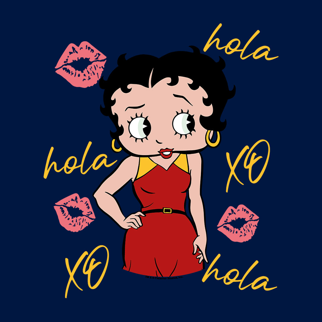 Betty Boop Hola XO Kisses Spain Flag Kids Hooded Sweatshirt