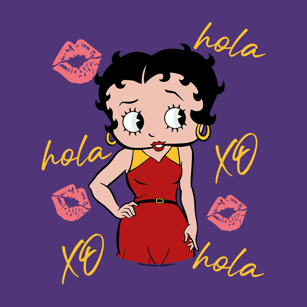 Betty Boop Hola XO Kisses Spain Flag Kids Hooded Sweatshirt