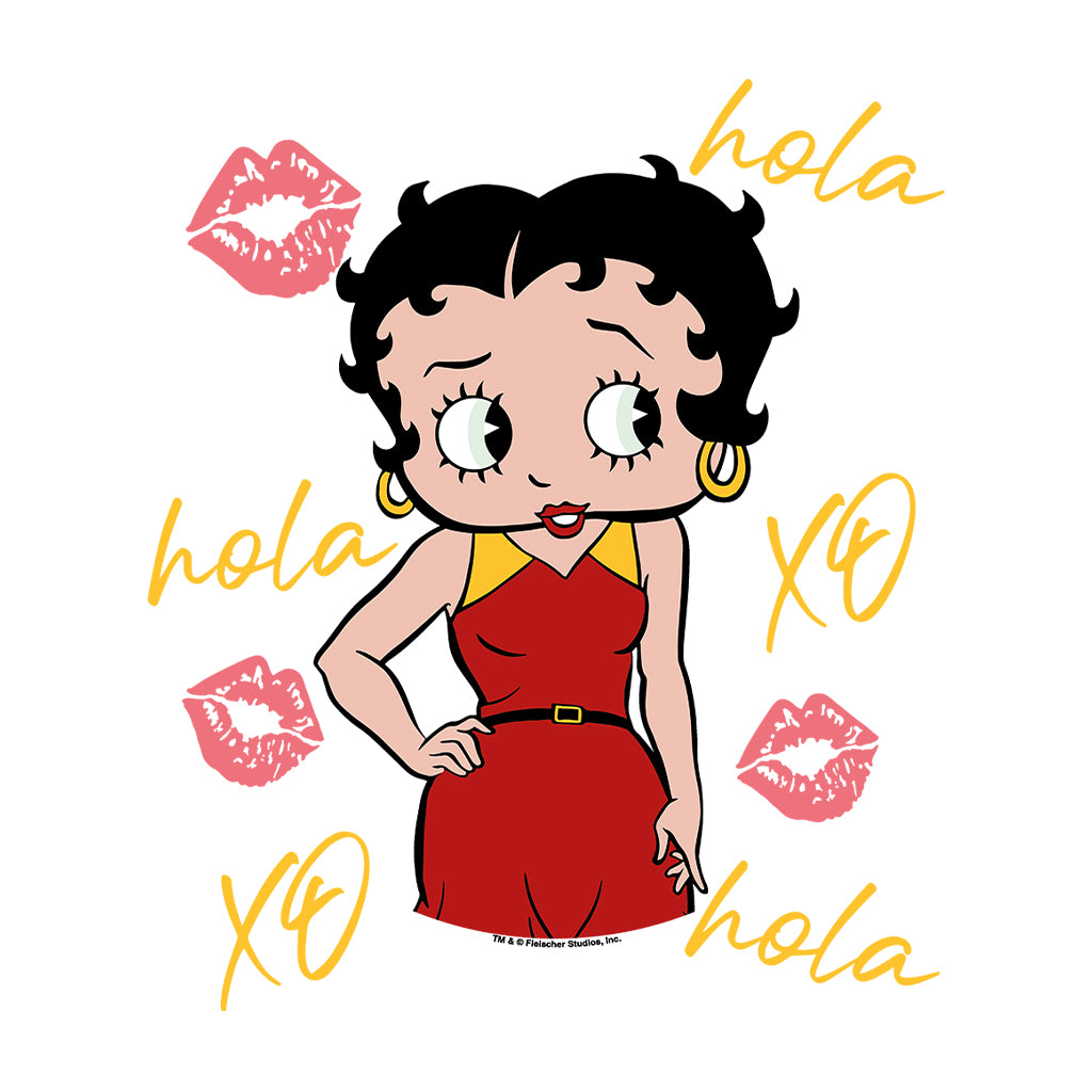 Betty Boop Hola XO Kisses Spain Flag Kids Hooded Sweatshirt