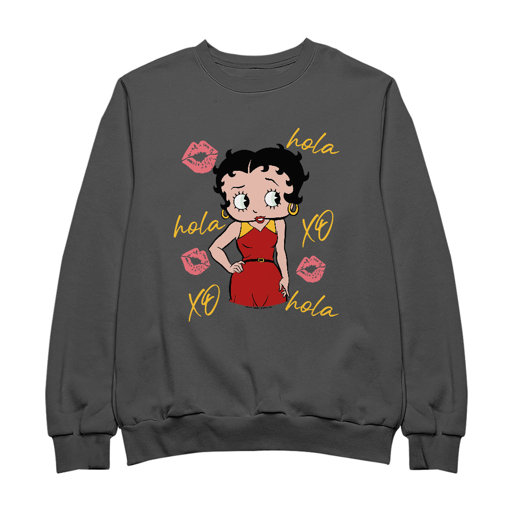 Betty Boop Hola XO Kisses Spain Flag Women's Sweatshirt