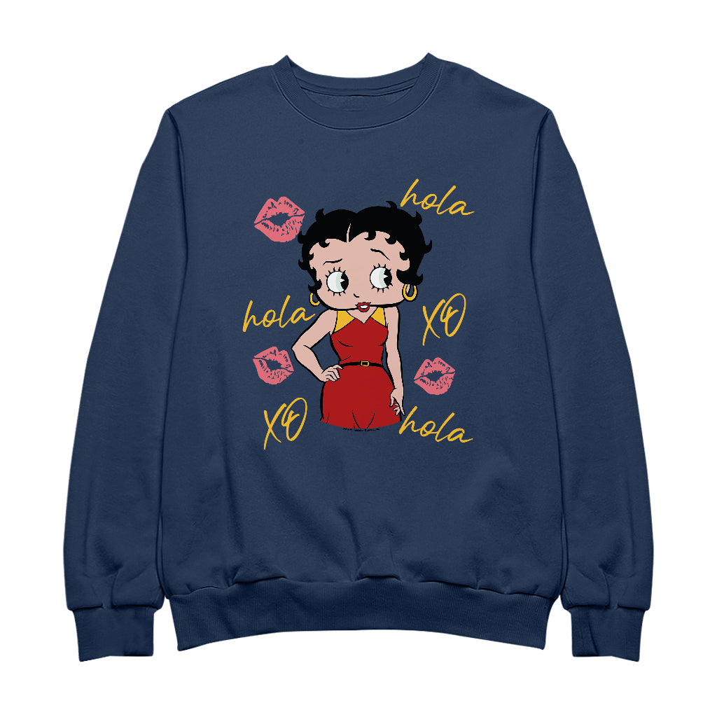 Betty Boop Hola XO Kisses Spain Flag Women's Sweatshirt