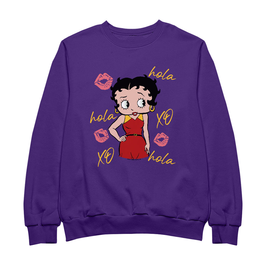 Betty Boop Hola XO Kisses Spain Flag Women's Sweatshirt