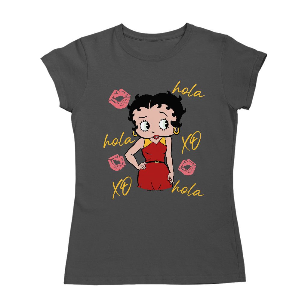 Betty Boop Hola XO Kisses Spain Flag Women's T-Shirt