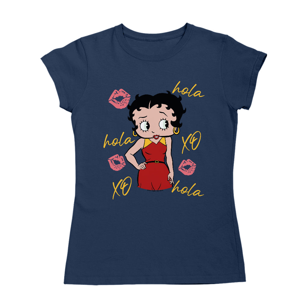 Betty Boop Hola XO Kisses Spain Flag Women's T-Shirt