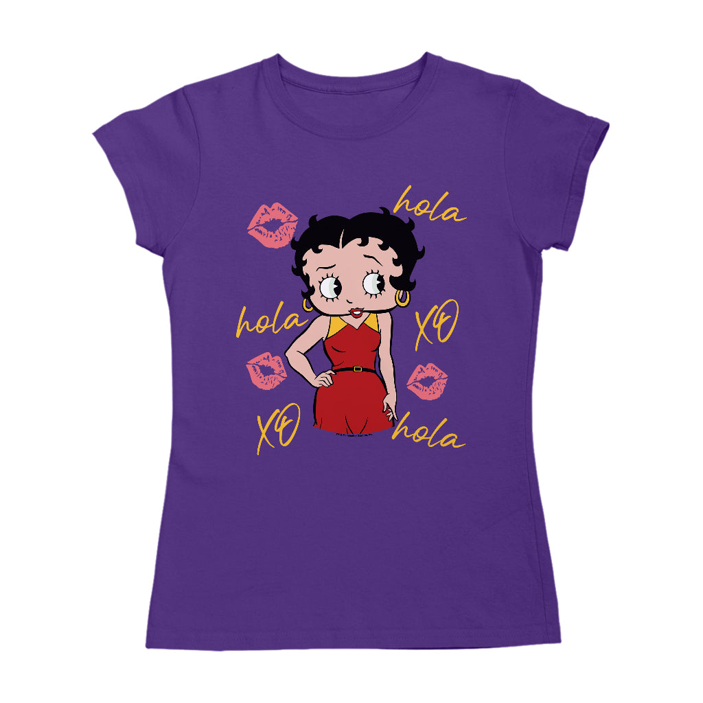 Betty Boop Hola XO Kisses Spain Flag Women's T-Shirt