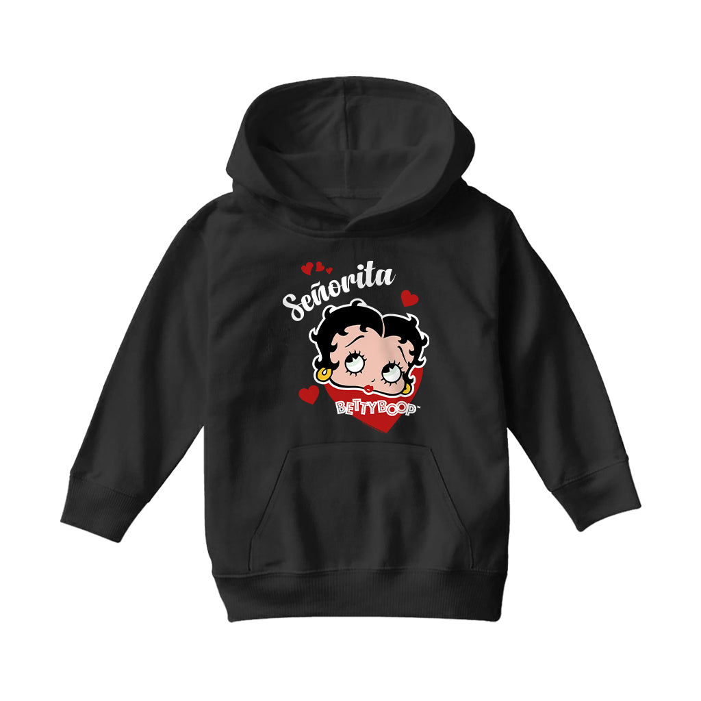 Betty Boop Senorita Hearts Kids Hooded Sweatshirt