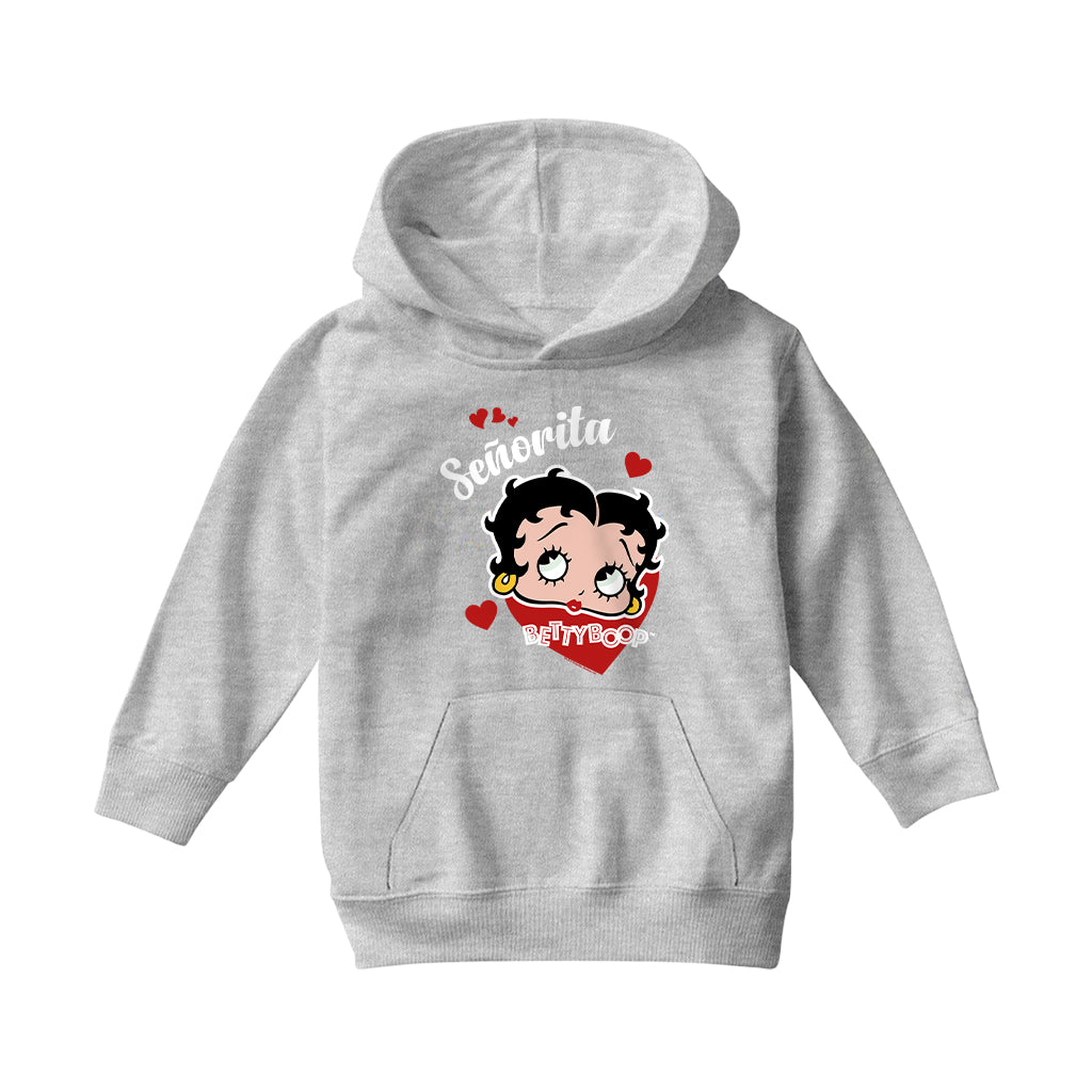 Betty Boop Senorita Hearts Kids Hooded Sweatshirt