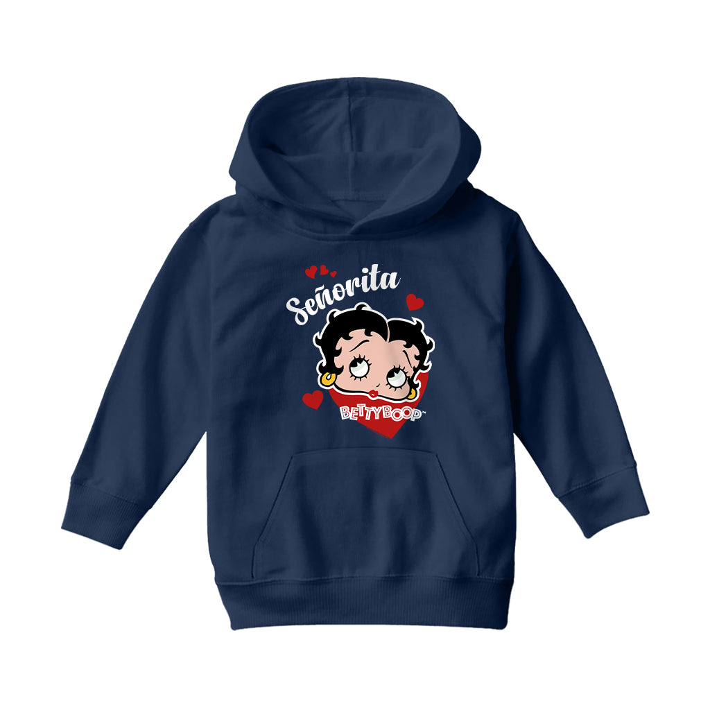 Betty Boop Senorita Hearts Kids Hooded Sweatshirt