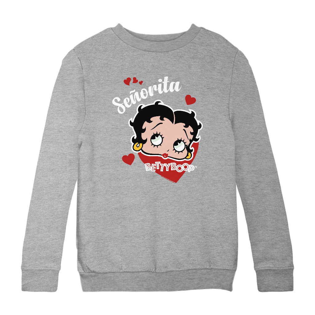 Betty Boop Senorita Hearts Kids Sweatshirt