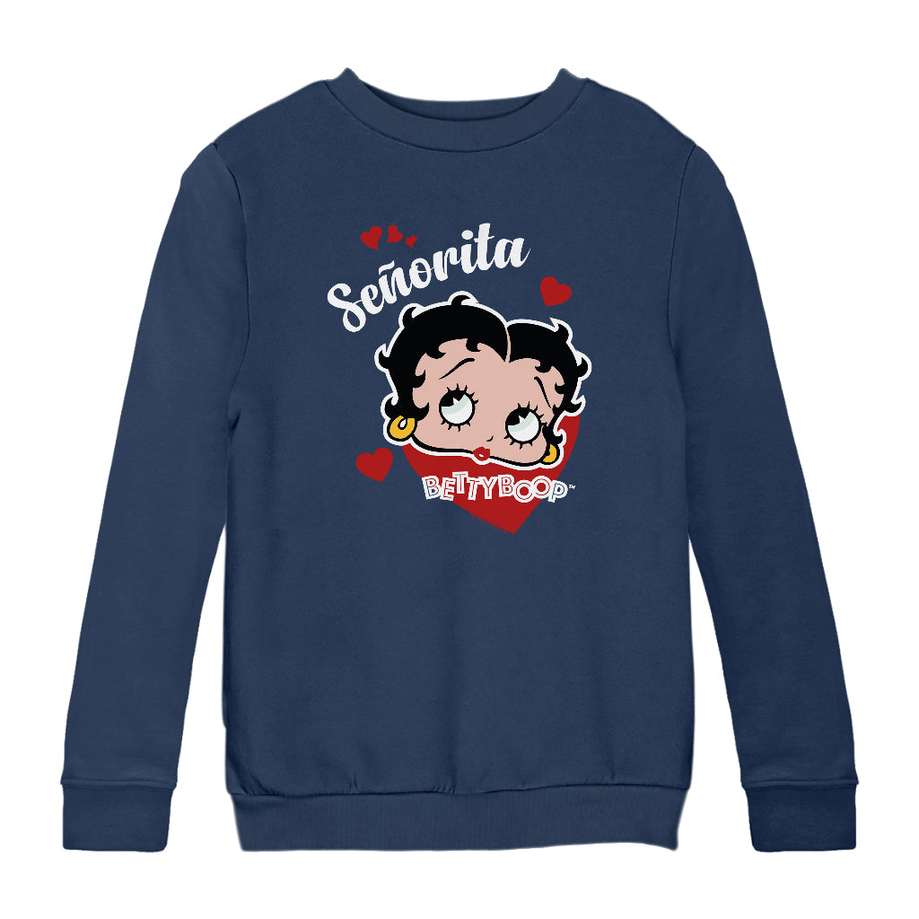 Betty Boop Senorita Hearts Kids Sweatshirt