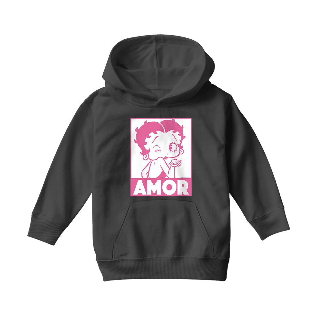 Betty Boop Amor Wink Kiss Kids Hooded Sweatshirt