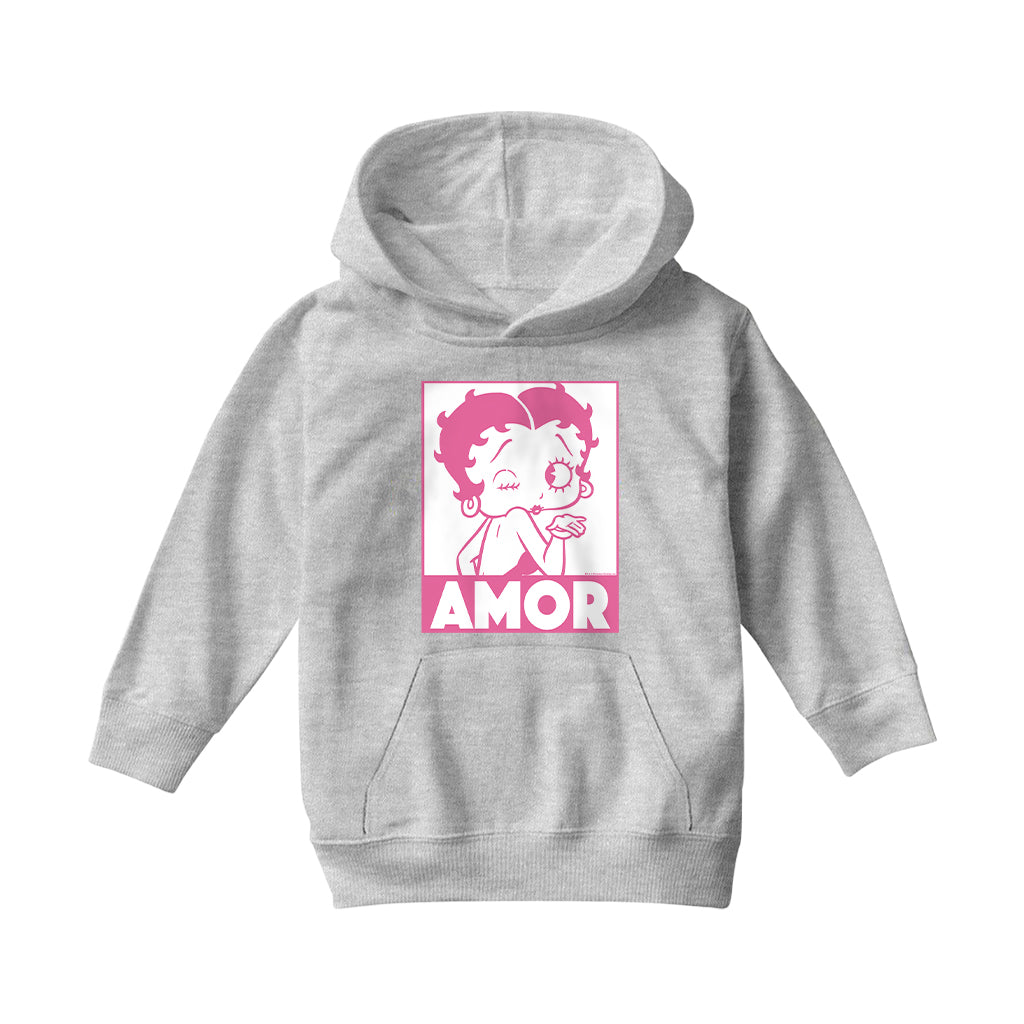 Betty Boop Amor Wink Kiss Kids Hooded Sweatshirt