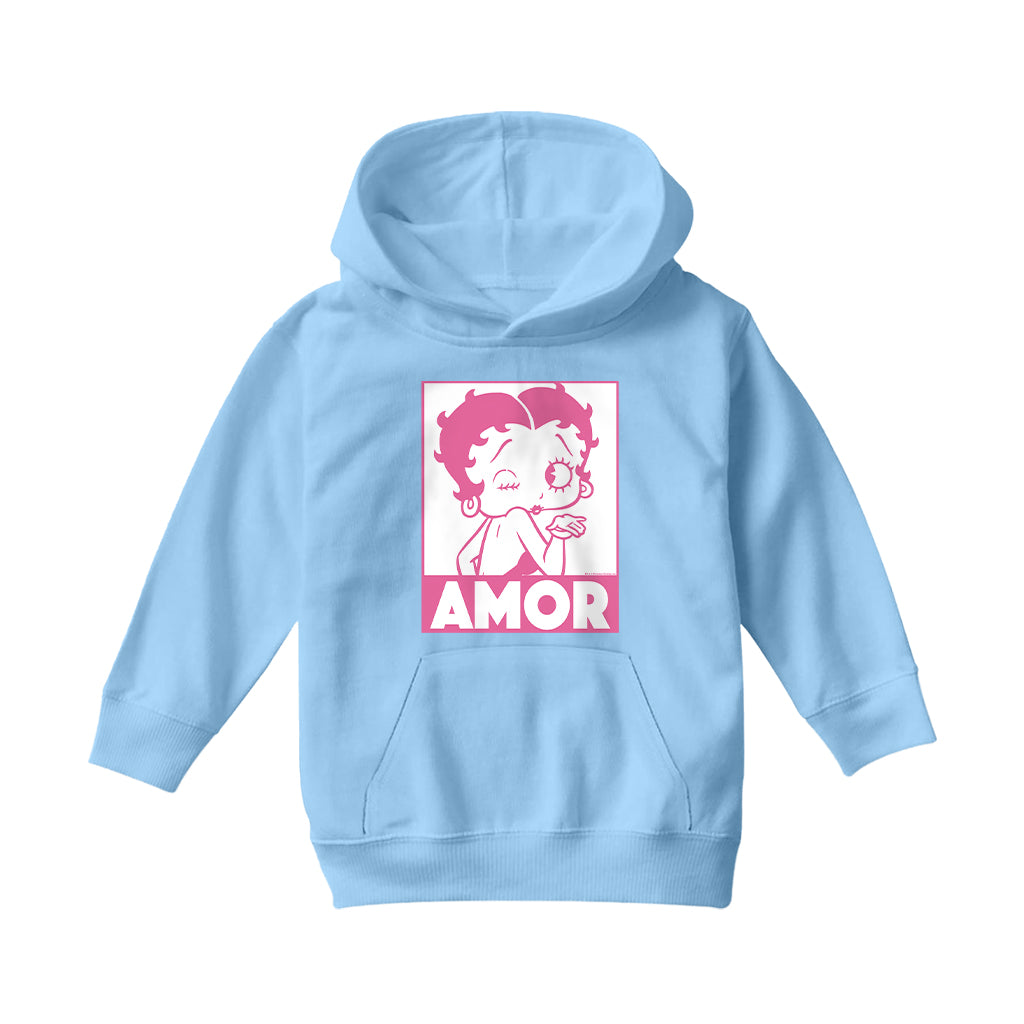 Betty Boop Amor Wink Kiss Kids Hooded Sweatshirt