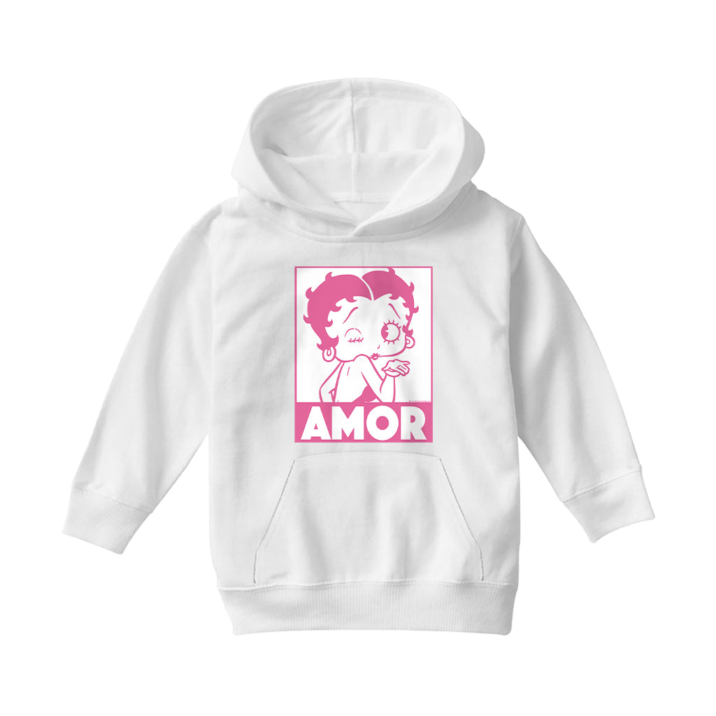 Betty Boop Amor Wink Kiss Kids Hooded Sweatshirt