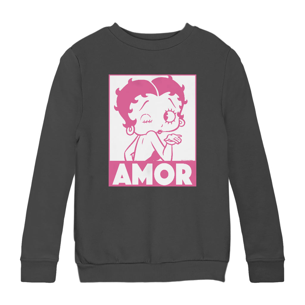 Betty Boop Amor Wink Kiss Kids Sweatshirt