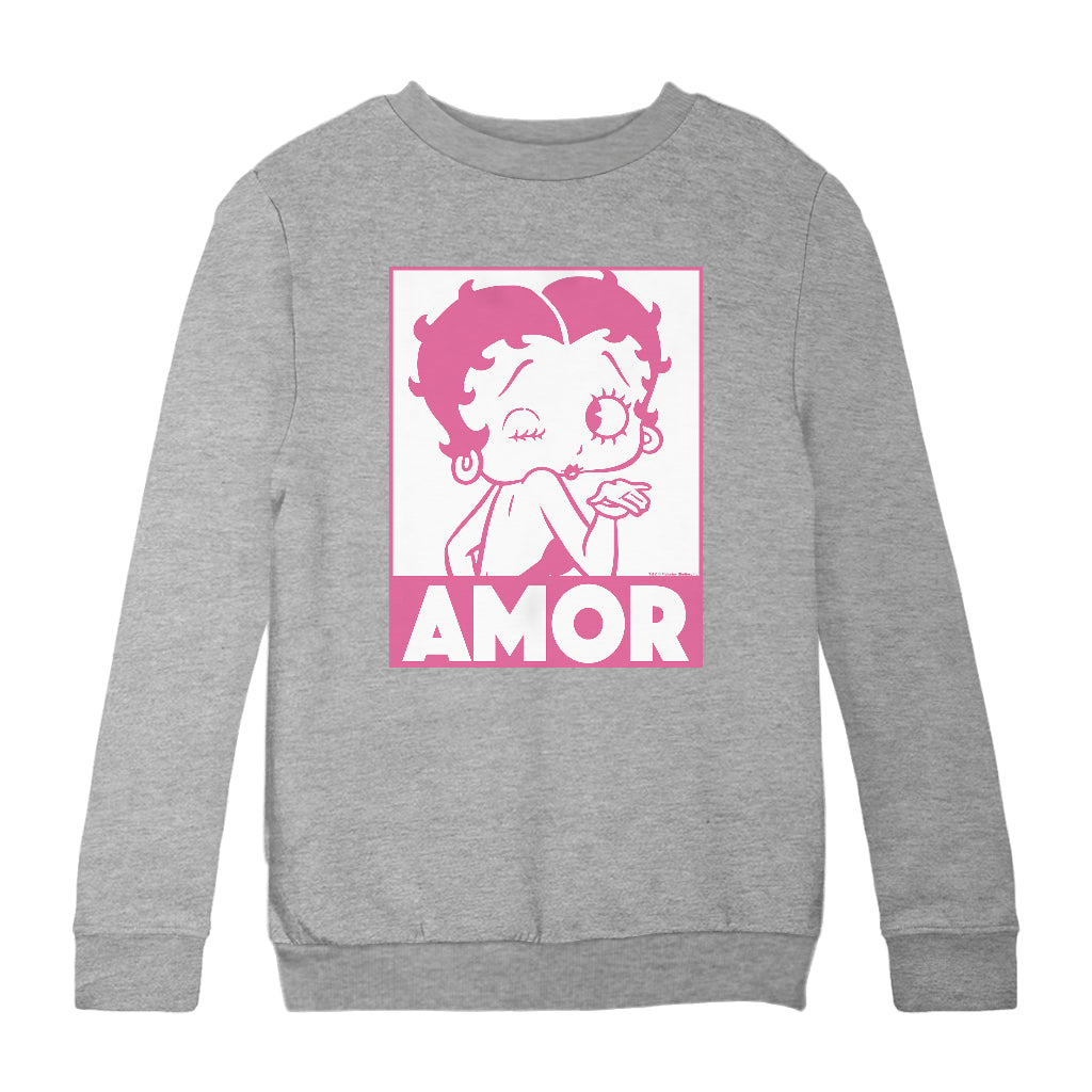 Betty Boop Amor Wink Kiss Kids Sweatshirt