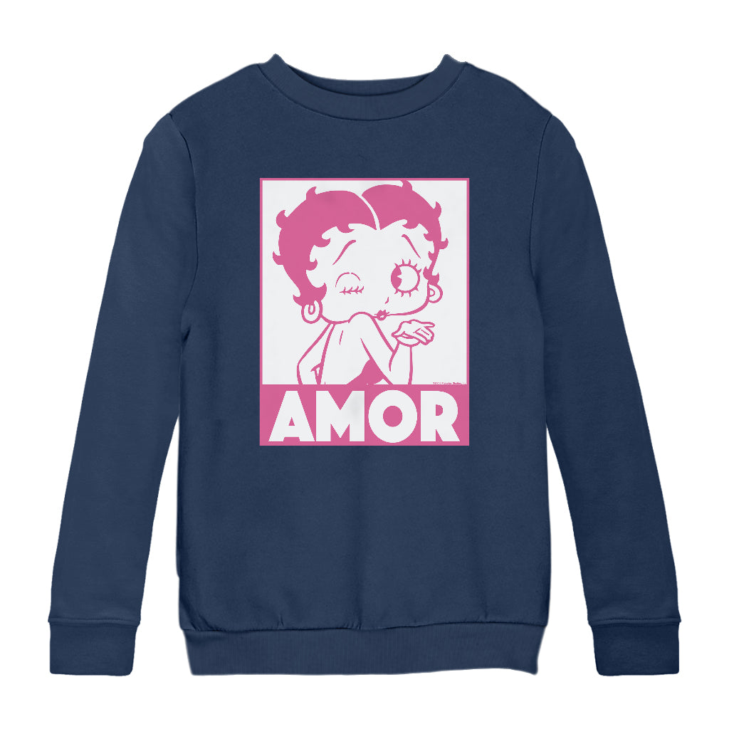Betty Boop Amor Wink Kiss Kids Sweatshirt
