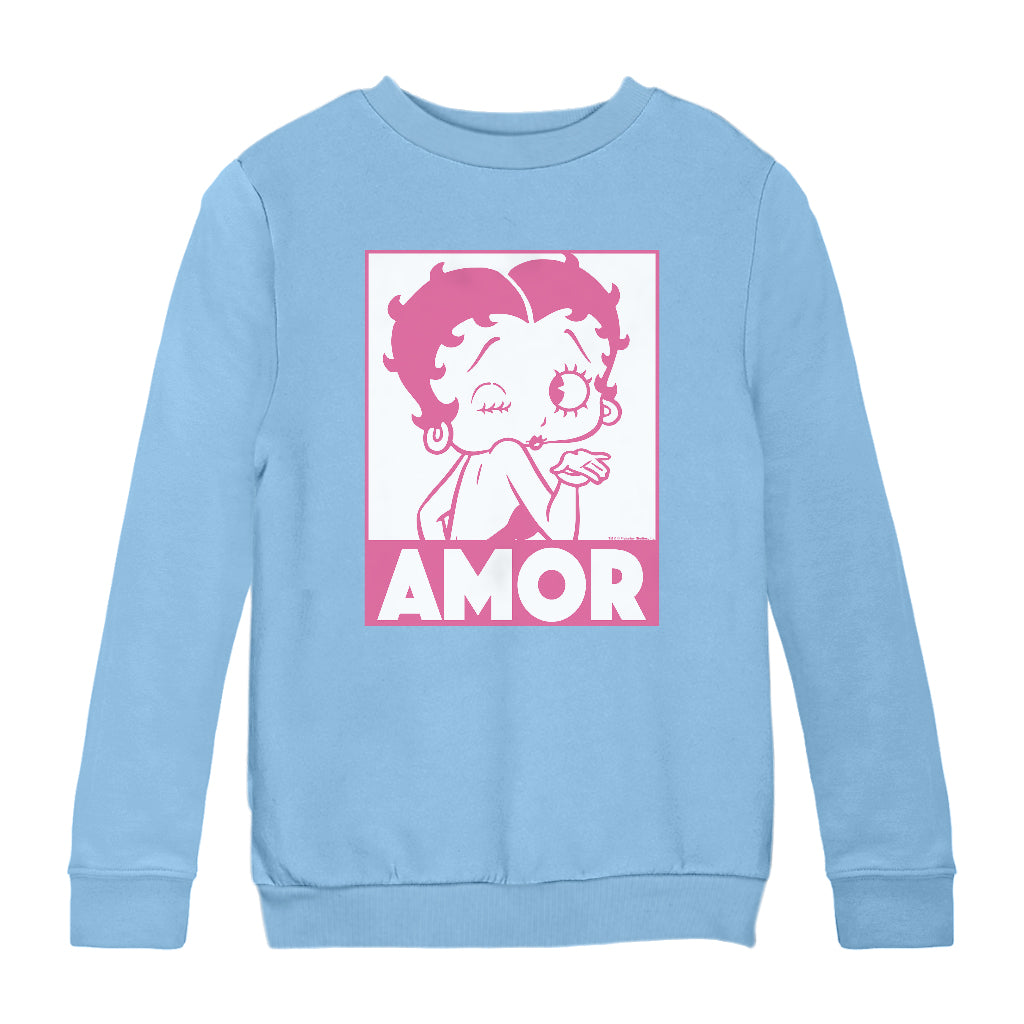 Betty Boop Amor Wink Kiss Kids Sweatshirt
