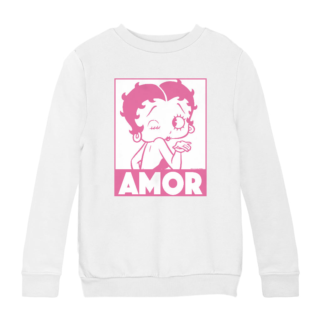 Betty Boop Amor Wink Kiss Kids Sweatshirt