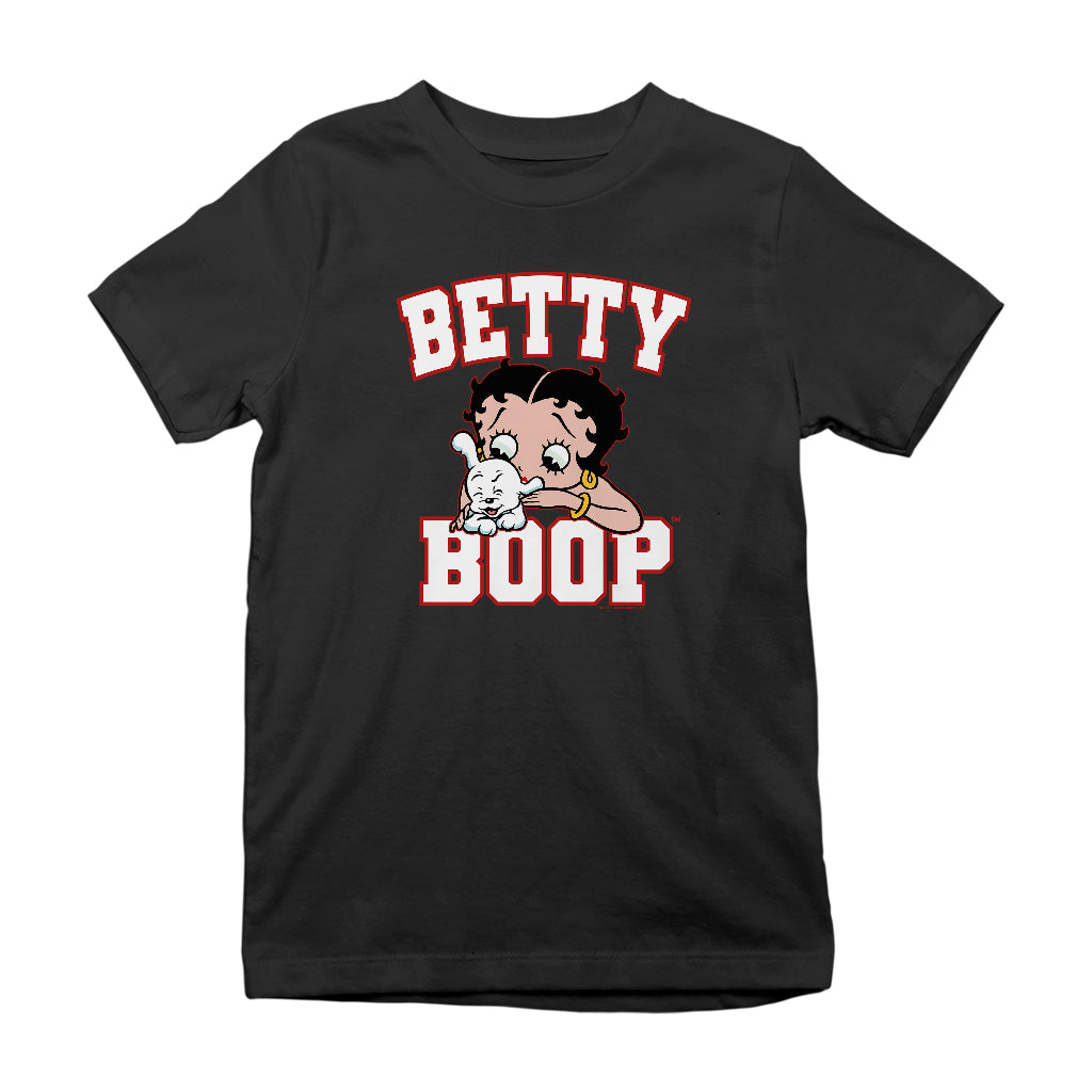 Betty Boop Big Font With Pudgy Kids T-Shirt