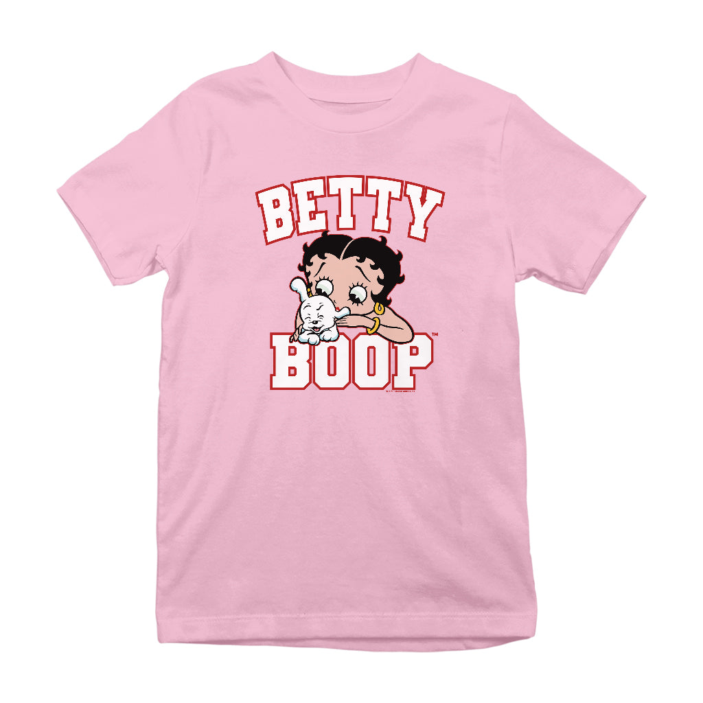 Betty Boop Big Font With Pudgy Kids T-Shirt