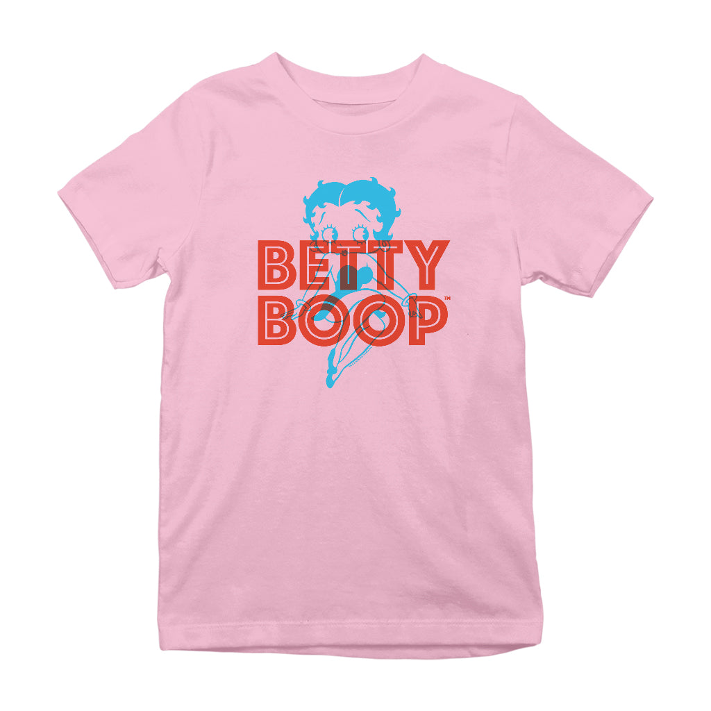 Betty Boop Red And Blue Sitting Pose Kids T-Shirt