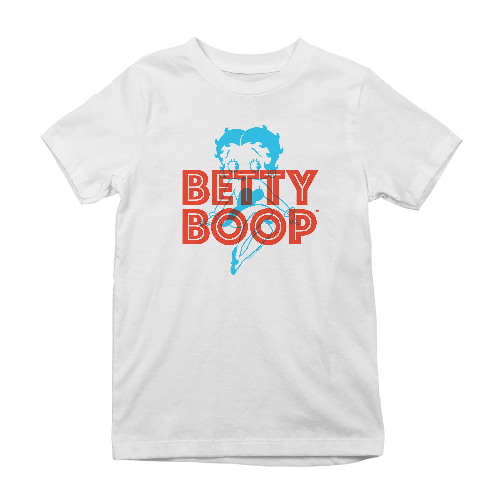 Betty Boop Red And Blue Sitting Pose Kids T-Shirt