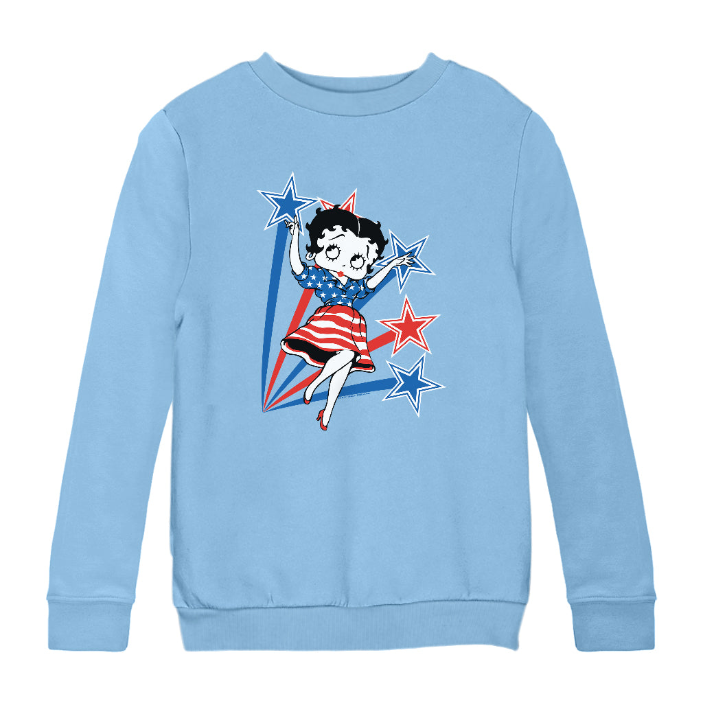Betty Boop USA Flag Dress And Stars Kids Sweatshirt