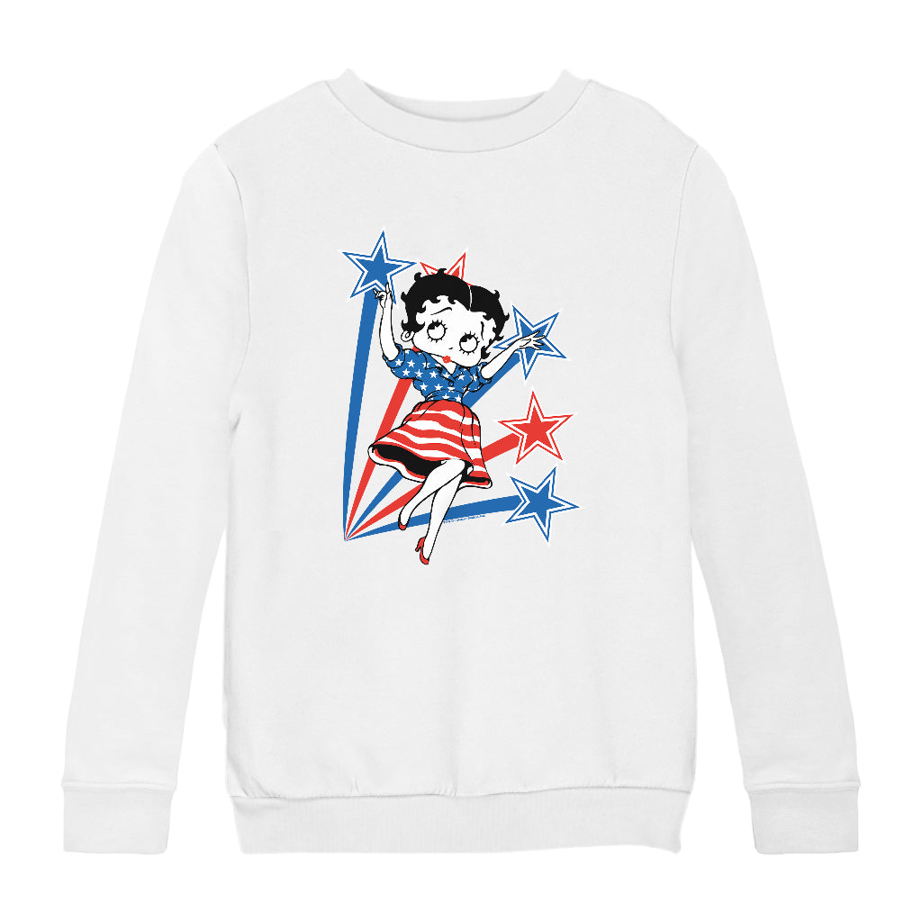 Betty Boop USA Flag Dress And Stars Kids Sweatshirt