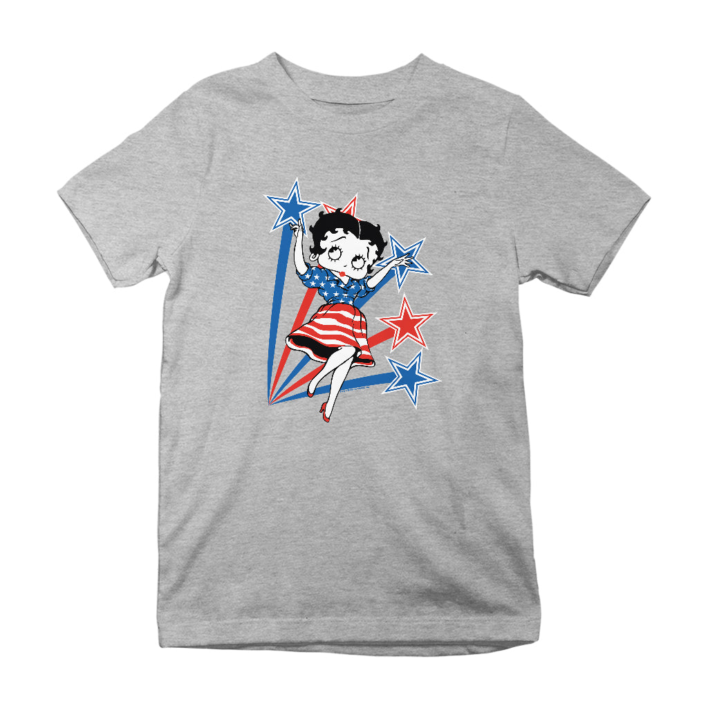 Betty Boop USA Flag Dress And Stars Kids T-Shirt