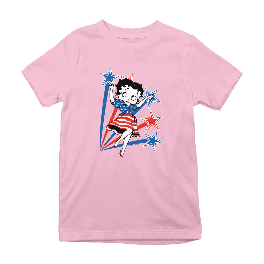 Betty Boop USA Flag Dress And Stars Kids T-Shirt