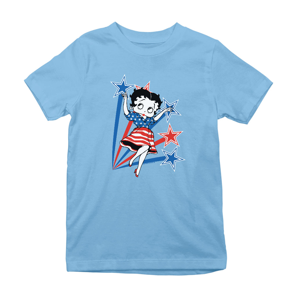 Betty Boop USA Flag Dress And Stars Kids T-Shirt
