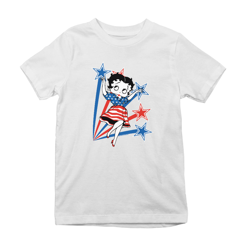 Betty Boop USA Flag Dress And Stars Kids T-Shirt