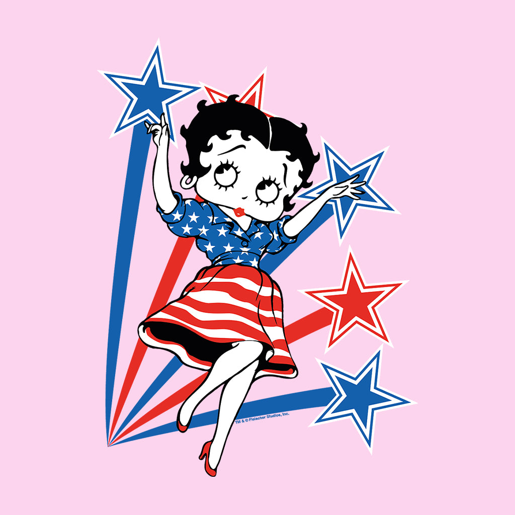 Betty Boop USA Flag Dress And Stars Kids Hooded Sweatshirt
