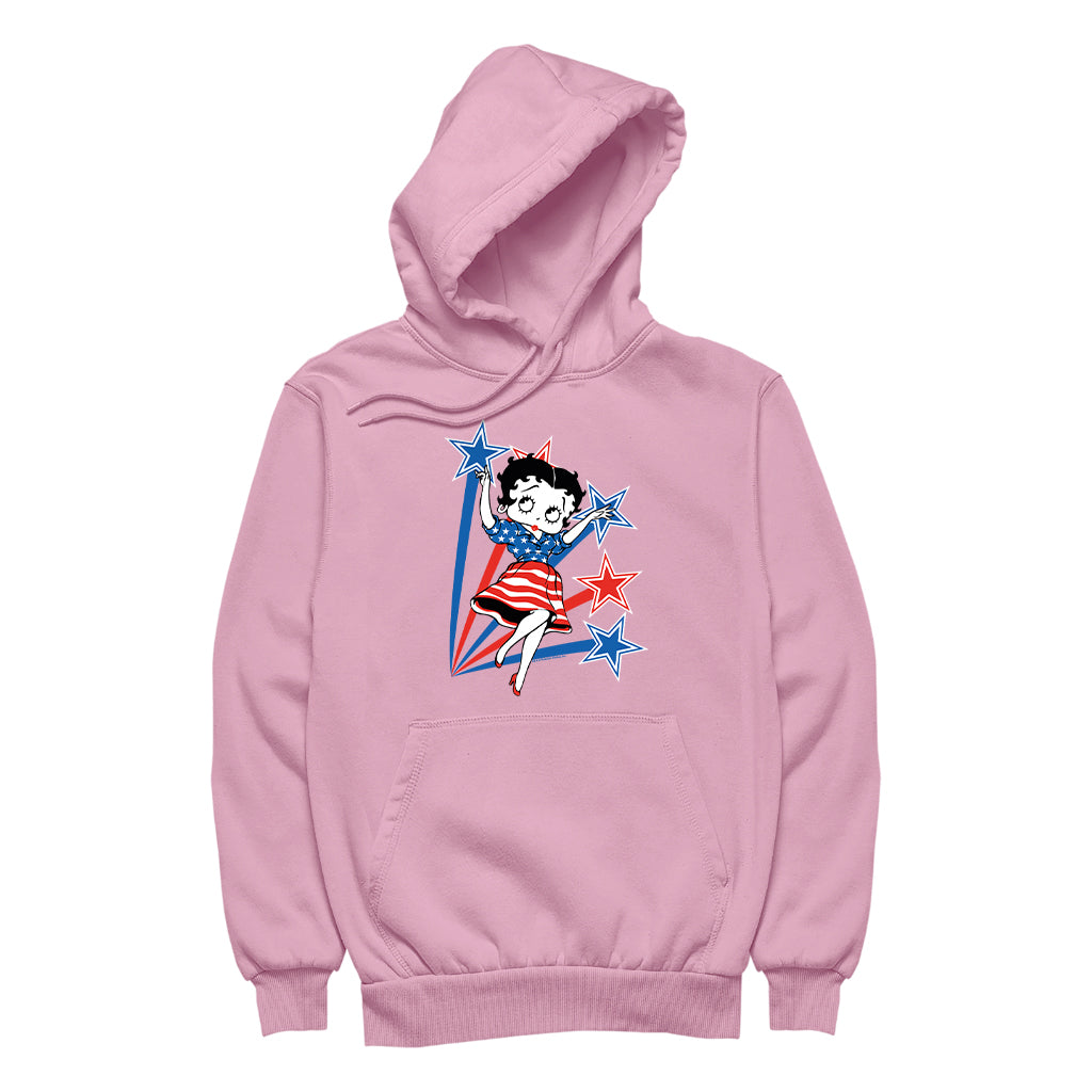 Betty Boop USA Flag Dress And Stars Men's Hooded Sweatshirt