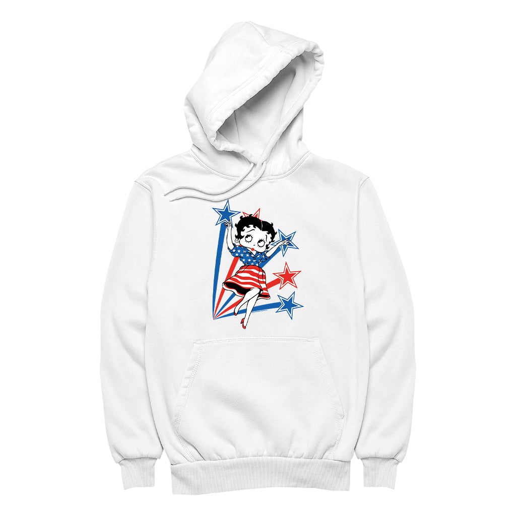 Betty Boop USA Flag Dress And Stars Women's Hooded Sweatshirt