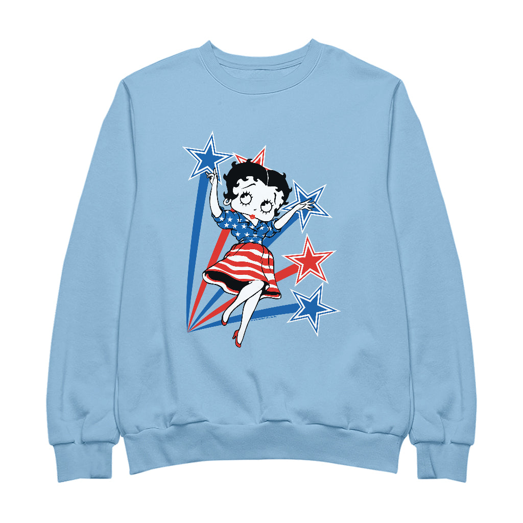 Betty Boop USA Flag Dress And Stars Women's Sweatshirt