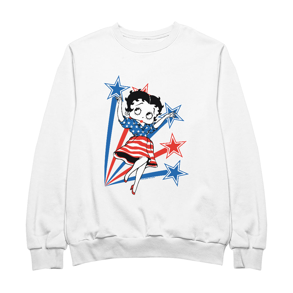 Betty Boop USA Flag Dress And Stars Women's Sweatshirt