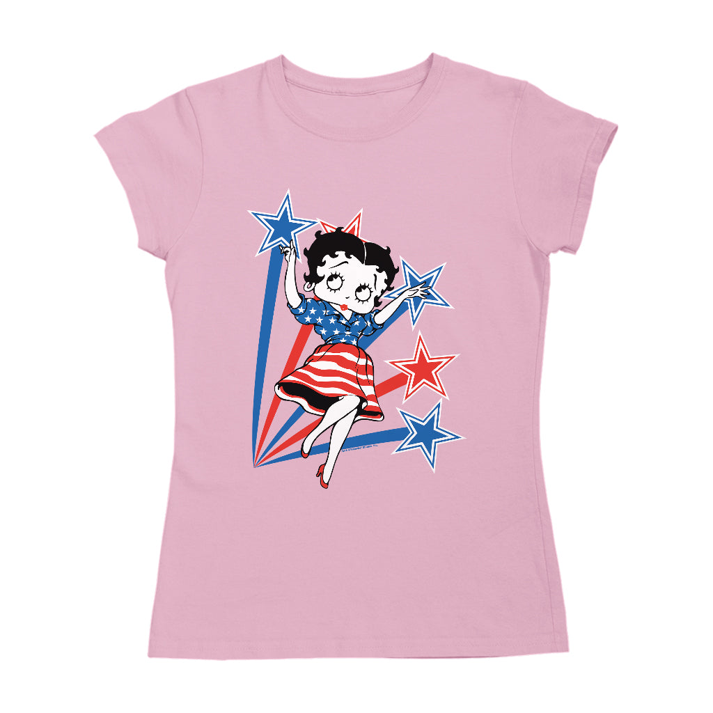 Betty Boop USA Flag Dress And Stars Women's T-Shirt