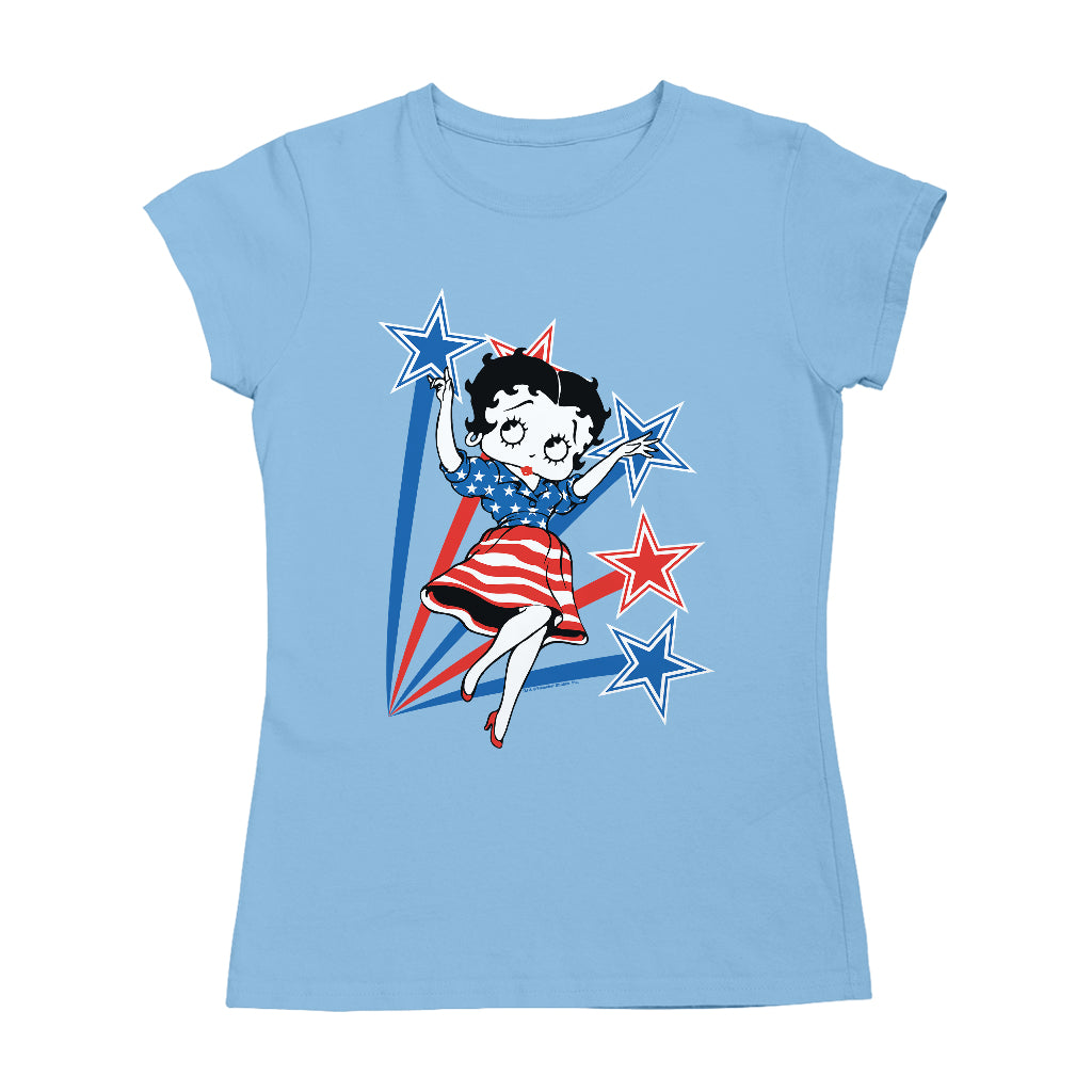 Betty Boop USA Flag Dress And Stars Women's T-Shirt