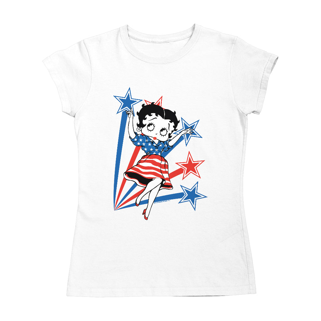Betty Boop USA Flag Dress And Stars Women's T-Shirt